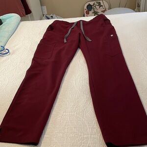 Figs Burgundy Scrubs Pants, size S